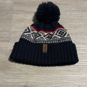 Lindburg Cozy Kids Knit Hat with Pom Pom - Navy, Red, White